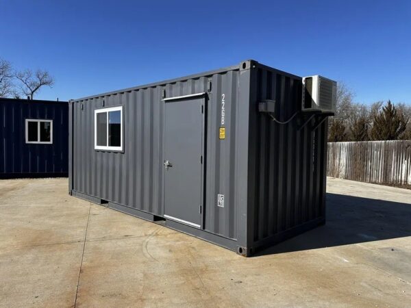 20ft  Slate Gray Shiplap 120V Shipping Container Office Minisplit with HVAC
